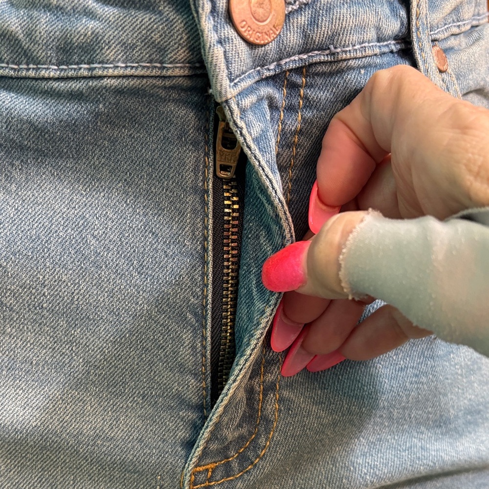 Serra Light Blue  slit Flare bottom Jeans - Picture 4 of 16